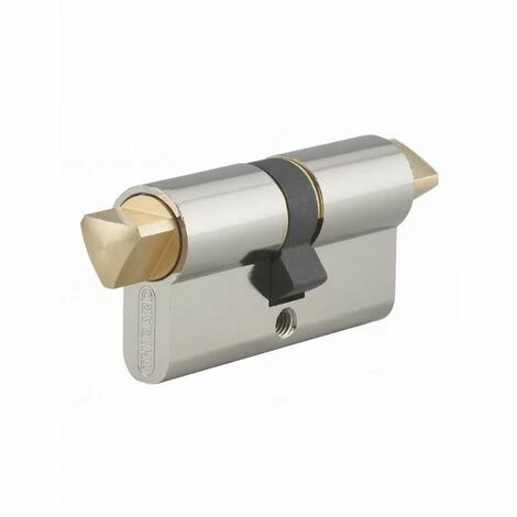 Cylindre Double Laiton Nickelé 30x30 + 2 Triangles 14 Mm THIRARD Sans Clé - 2TE14053031 3 Cylindre Double Laiton Nickelé 30x30 + 2 Triangles 14 Mm THIRARD Sans Clé - 2TE14053031