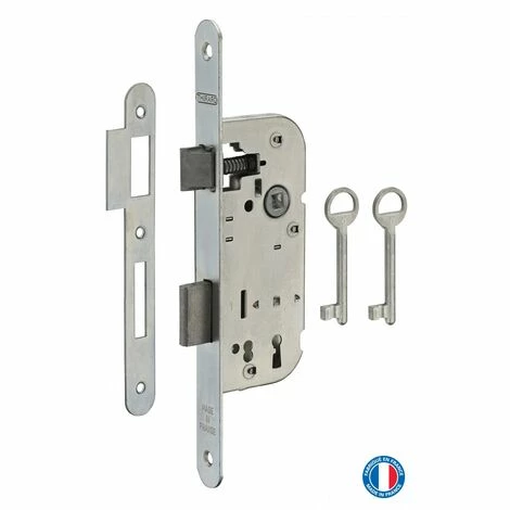 THIRARD - Serrure Encastrable à Clé Pour Porte De Chambre, Axe 40mm, Bouts Ronds, 2 Tours, Zingué, 1 Clé 3 THIRARD - Serrure Encastrable à Clé Pour Porte De Chambre, Axe 40mm, Bouts Ronds, 2 Tours, Zingué, 1 Clé