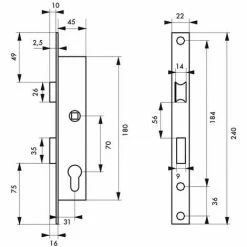 THIRARD - Boitier De Serrure Encastrable à Cylindre Pour Menuiserie Métallique, Axe 32mm, Bouts Carrés, Zingué -THIRARD Soldes 27153185 2