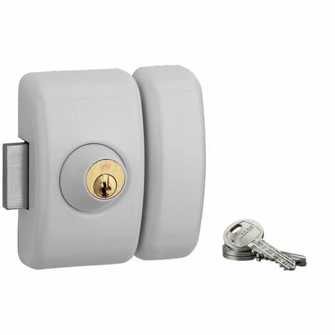 THIRARD - Verrou Double Entrée Universel Pour Porte D'entrée, Cylindre 45mm, Acier, 3 Clés, Epoxy Blanc 3 THIRARD - Verrou Double Entrée Universel Pour Porte D'entrée, Cylindre 45mm, Acier, 3 Clés, Epoxy Blanc