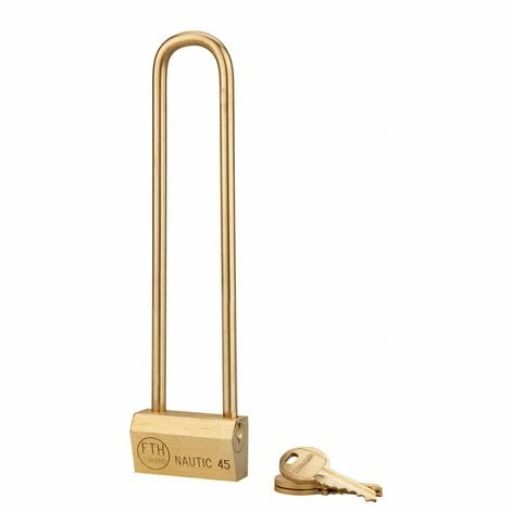 THIRARD - Cadenas à Clé Nautic, Laiton, Extérieur, Anse Haute Laiton, 45mm, 3 Clés 3 THIRARD - Cadenas à Clé Nautic, Laiton, Extérieur, Anse Haute Laiton, 45mm, 3 Clés