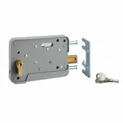 THIRARD - Serrure En Applique à Double Entrée Pour Portillon, Réversible, 150x108mm, Axe 130mm, Cylindre 30x10mm, Gris, 3 Clés