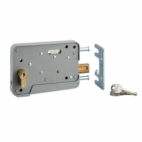 THIRARD - Serrure En Applique à Double Entrée Pour Portillon, Réversible, 150x108mm, Axe 130mm, Cylindre 30x10mm, Gris, 3 Clés 3 THIRARD - Serrure En Applique à Double Entrée Pour Portillon, Réversible, 150x108mm, Axe 130mm, Cylindre 30x10mm, Gris, 3 Clés