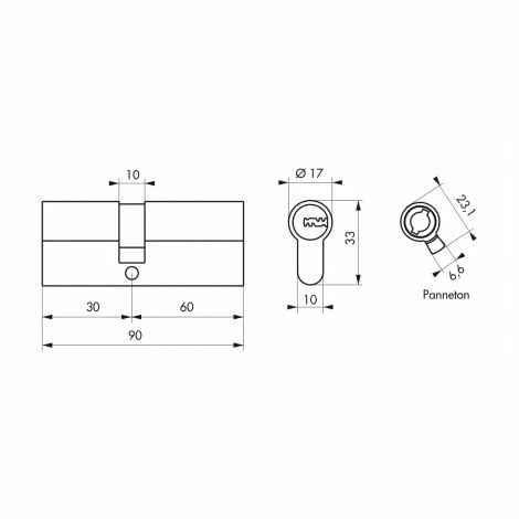 Cylindre PROFILE TRAFIC 6, Nickelé V, 30x60, Réversible, 5 Clés THIRARD 4 Cylindre PROFILE TRAFIC 6, Nickelé V, 30x60, Réversible, 5 Clés THIRARD – Image 2