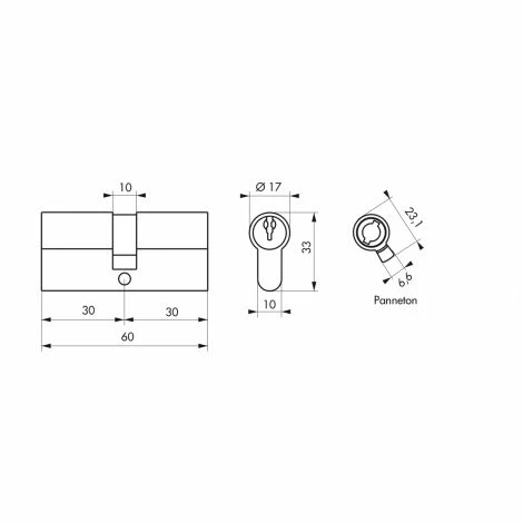 Cylindre PROFILE EUROPEEN, Laiton, 30x30 Mm, 3 Clés BB1 THIRARD 4 Cylindre PROFILE EUROPEEN, Laiton, 30x30 Mm, 3 Clés BB1 THIRARD – Image 2