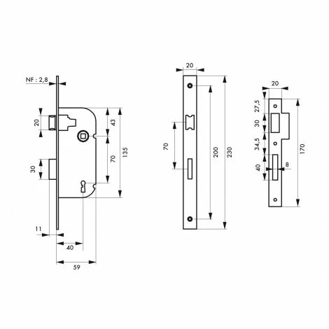 Serrure Encastrée, Axe 40 Mm, Pene Demi Tour BR, 1 Clé THIRARD 4 Serrure Encastrée, Axe 40 Mm, Pene Demi Tour BR, 1 Clé THIRARD – Image 2