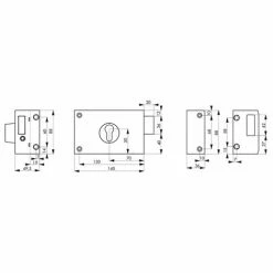 THIRARD - Boitier De Serrure En Applique Double Entrée Pour Porte De Cave, Pêne Seul, Droite, Axe 70mm, 140x88mm, Noir -THIRARD Soldes 27579258 2