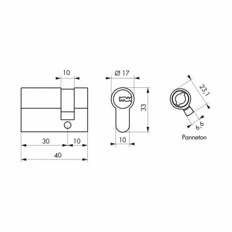 Demi Cylindre Profile TRAFIC 6, Laiton Nickel, 30x10, 5 Clés THIRARD 4 Demi Cylindre Profile TRAFIC 6, Laiton Nickel, 30x10, 5 Clés THIRARD – Image 2
