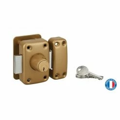 THIRARD - Verrou Double Entrée Apache Avec Plaque De Renfort Pour Porte D'entrée, Cylindre 45mm, Acier, 3 Clés, époxy Or -THIRARD Soldes 28903475 2