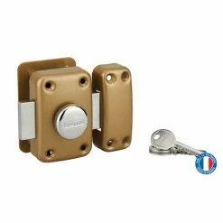 THIRARD - Verrou à Bouton Apache Avec Plaque De Renfort Pour Porte D'entrée, Cylindre 45mm, Acier, 3 Clés, époxy Or -THIRARD Soldes 28903476 2