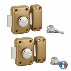 THIRARD - Lot De 2 Verrous à Bouton Apache Pour Porte D'entrée, Cylindre 45mm, Acier, 3 Clés/verrou, époxy Or -THIRARD Soldes 28903494 3