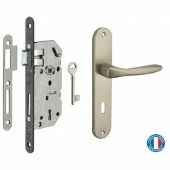 THIRARD - Garniture Serrure Encastrable Monomax NF Pêne Dormant + Ensemble Poignées Héra, Axe 40mm, Bouts Ronds