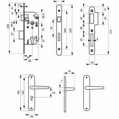 THIRARD - Garniture Serrure Encastrable à Cylindre Monomax + Ensemble Poignées Leto, Axe 40mm, Bouts Ronds, 3 Clés -THIRARD Soldes 28903568 2
