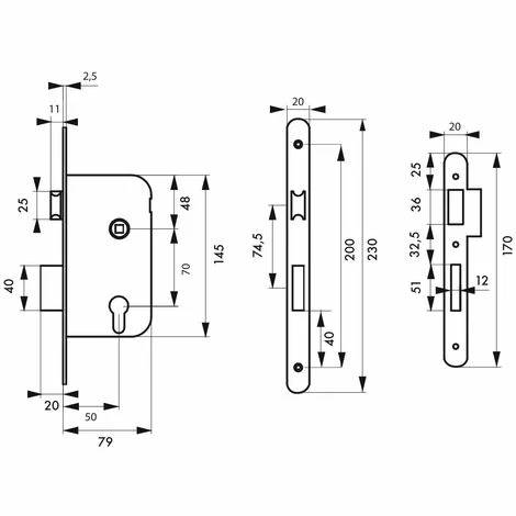 THIRARD - Boitier De Serrure Encastrable à Cylindre Pour Porte D'entrée, Axe 50mm, Bouts Ronds, Têtière Laiton Poli Nickelé 4 THIRARD - Boitier De Serrure Encastrable à Cylindre Pour Porte D'entrée, Axe 50mm, Bouts Ronds, Têtière Laiton Poli Nickelé – Image 2