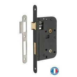 THIRARD - Serrure Encastrable à Condamnation Pour Salle De Bain Et Toilette, Axe 60mm, Bouts Ronds, Noir