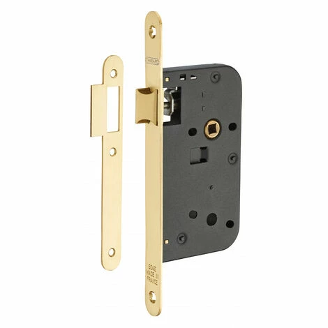 THIRARD - Serrure Encastrable Pour Porte Intérieure, Axe 50mm, Bouts Ronds, Laiton Poli Verni 3 THIRARD - Serrure Encastrable Pour Porte Intérieure, Axe 50mm, Bouts Ronds, Laiton Poli Verni