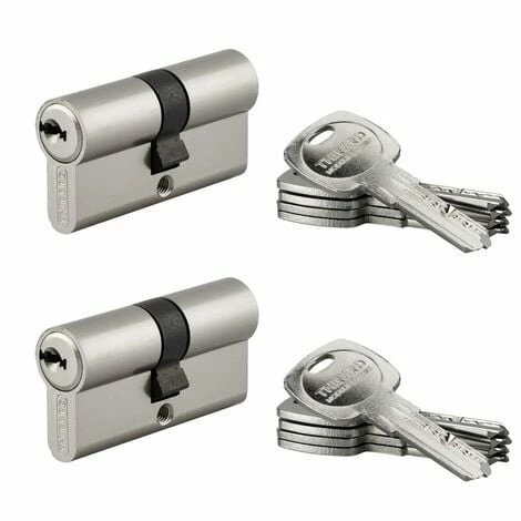 THIRARD - Lot 2 Cylindres De Serrure Double Entrée Trafic 6, 30x30mm, Anti-arrachement, S'entrouvrant, Nickel, 5 Clés/cylindre 3 THIRARD - Lot 2 Cylindres De Serrure Double Entrée Trafic 6, 30x30mm, Anti-arrachement, S'entrouvrant, Nickel, 5 Clés/cylindre