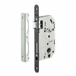 THIRARD - Boitier De Serrure Encastrable à Cylindre Pour Entrée, Gauche, Axe 50mm, Bouts Ronds, Têtière Affleurante, Noir