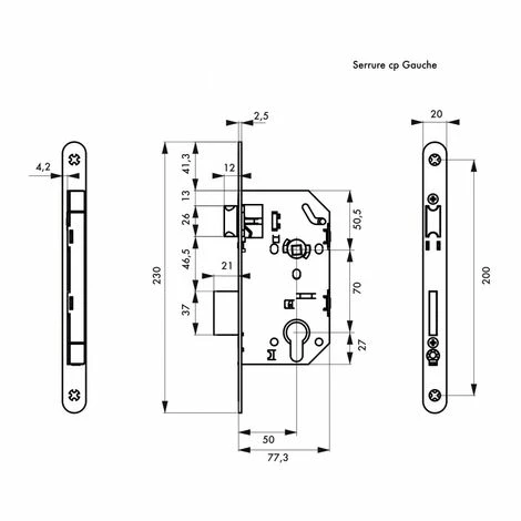 THIRARD - Boitier De Serrure Encastrable à Cylindre Pour Entrée, Gauche, Axe 50mm, Bouts Ronds, Têtière Affleurante, Noir 6 THIRARD - Boitier De Serrure Encastrable à Cylindre Pour Entrée, Gauche, Axe 50mm, Bouts Ronds, Têtière Affleurante, Noir – Image 4