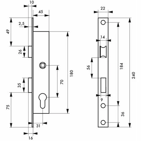 THIRARD - Serrure Encastrable à Cylindre Pour Menuiserie Métallique, Axe 32mm, Bouts Carrés, Cylindre 30x30mm, Inox, 3 Clés 4 THIRARD - Serrure Encastrable à Cylindre Pour Menuiserie Métallique, Axe 32mm, Bouts Carrés, Cylindre 30x30mm, Inox, 3 Clés – Image 2