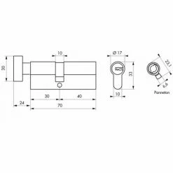 THIRARD - Cylindre De Serrure à Bouton Tiger 6, 30Bx40mm, Nickel, Anti-arrachement, Anti-perçage, 5 Clés -THIRARD Soldes 28903811 2