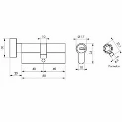 THIRARD - Cylindre De Serrure à Bouton Tiger 6, 40Bx40mm, Laiton, Anti-arrachement, Anti-perçage, 5 Clés -THIRARD Soldes 28903860 2