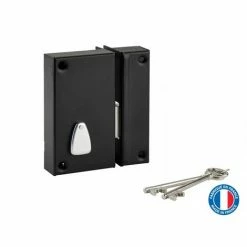 THIRARD - Serrure Verticale En Applique 6 Gorges à Clé Pour Porte De Cave, Pêne Seul, Droite, Axe 45mm, 75x130mm, Noir, 2 Clés