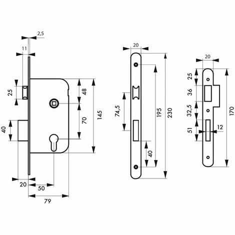 THIRARD - Boitier De Serrure Encastrable à Cylindre Pour Porte D'entrée, Axe 50mm, Bouts Ronds, Zingué 4 THIRARD - Boitier De Serrure Encastrable à Cylindre Pour Porte D'entrée, Axe 50mm, Bouts Ronds, Zingué – Image 2
