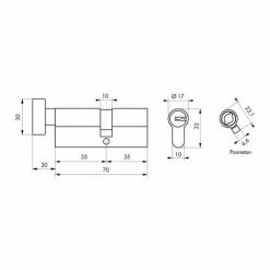 THIRARD - Cylindre De Serrure à Bouton Tiger 6, 35Bx35mm, Laiton, Anti-arrachement, Anti-perçage, 5 Clés -THIRARD Soldes 28903902 2
