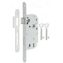 THIRARD - Serrure Encastrable à Clé Pour Porte De Chambre, Axe 40mm, Bouts Ronds, Blanc, 2 Clés