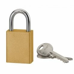 THIRARD - Cadenas à Clé Cobble, Aluminium, Extérieur, Anse Inox, 38mm, Jaune, 2 Clés