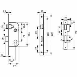 THIRARD - Serrure Encastrable à Cylindre + Poignées Ares, Axe 40mm, Bouts Carrés, Cylindre 30x30mm, Zingué, 3 Clés -THIRARD Soldes 28904210 2