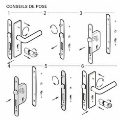 THIRARD - Serrure Encastrable à Cylindre + Poignées Ares, Axe 40mm, Bouts Carrés, Cylindre 30x30mm, Zingué, 3 Clés -THIRARD Soldes 28904210 4