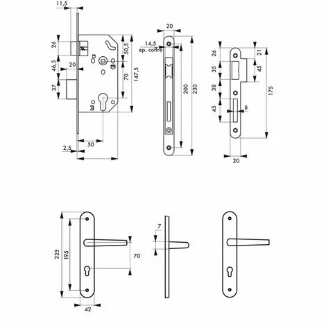THIRARD - Garniture Serrure Encastrable Monomax NF à Cylindre + Ensemble Poignées Ouranus, Axe 50mm, Bouts Ronds, 3 Clés 4 THIRARD - Garniture Serrure Encastrable Monomax NF à Cylindre + Ensemble Poignées Ouranus, Axe 50mm, Bouts Ronds, 3 Clés – Image 2