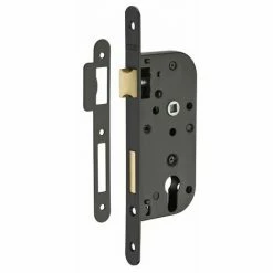 THIRARD - Boitier De Serrure Encastrable à Cylindre Pour Porte D'entrée, Axe 40mm, Bouts Ronds, Noir