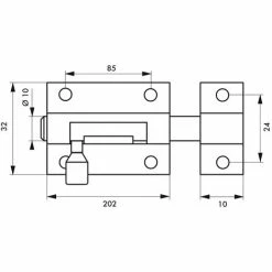 THIRARD - Targette, Acier, Pêne Ø 10mm, 32x202mm, Nickel Satin -THIRARD Soldes 28906892 2