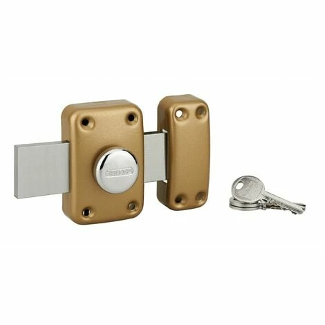 THIRARD - Verrou à Bouton Apache Pour Porte De Garage, Cylindre 40mm, Pêne 160mm, Acier, 3 Clés, époxy Or 3 THIRARD - Verrou à Bouton Apache Pour Porte De Garage, Cylindre 40mm, Pêne 160mm, Acier, 3 Clés, époxy Or