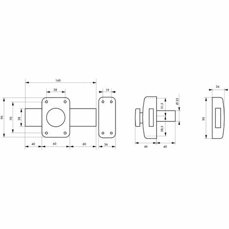 THIRARD - Verrou à Bouton Apache Pour Porte De Garage, Cylindre 40mm, Pêne 160mm, Acier, 3 Clés, époxy Or 4 THIRARD - Verrou à Bouton Apache Pour Porte De Garage, Cylindre 40mm, Pêne 160mm, Acier, 3 Clés, époxy Or – Image 2