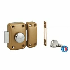 THIRARD - Verrou Double Entrée Apache Avec Gâche à Encastrer Pour Porte D'entrée, Cylindre 45mm, Acier, 3 Clés, époxy Or -THIRARD Soldes 28995649 3