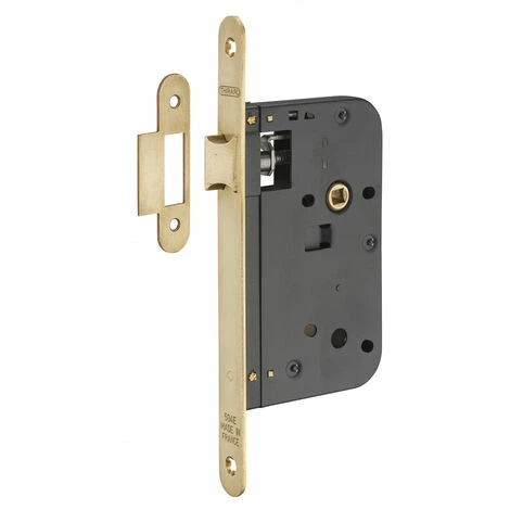 THIRARD - Serrure Encastrable Pour Porte Intérieure, Axe 60mm, Bouts Ronds, Laiton Brossé 3 THIRARD - Serrure Encastrable Pour Porte Intérieure, Axe 60mm, Bouts Ronds, Laiton Brossé