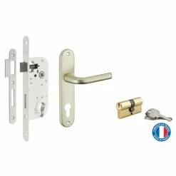 THIRARD - Serrure Encastrable à Cylindre + Poignées Leto ,axe 40mm, Bouts Carrés, Cylindre 30x30mm, Zingué, 3 Clés