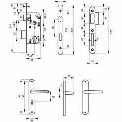THIRARD - Garniture Serrure Encastrable à Cylindre Monomax + Ensemble Poignées Vesta, Axe 40mm, Bouts Ronds, 3 Clés -THIRARD Soldes 29471772 2