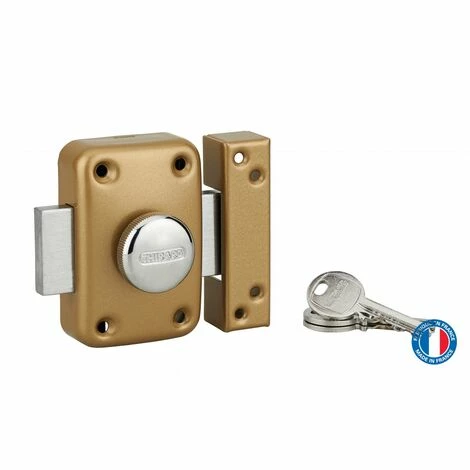 THIRARD - Verrou à Bouton Et Cylindre Apache Pour Huisserie Métallique, Cylindre 45mm, Acier, 3 Clés, époxy Or 5 THIRARD - Verrou à Bouton Et Cylindre Apache Pour Huisserie Métallique, Cylindre 45mm, Acier, 3 Clés, époxy Or – Image 3