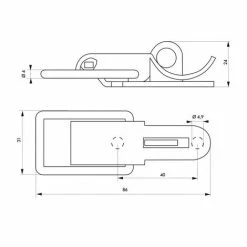 THIRARD - Fermeture à Levier Avec Crochet Cadenassable, Acier, H.84mm, Zingué -THIRARD Soldes 29700736 3