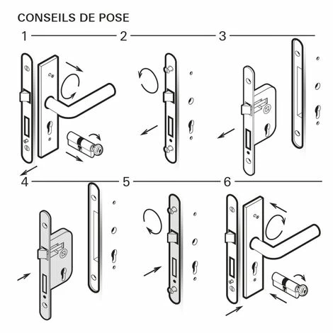 THIRARD - Serrure Encastrable à Cylindre + Poignées Leto, Axe 40mm, Bouts Ronds, Blanc, 3 Clés 6 THIRARD - Serrure Encastrable à Cylindre + Poignées Leto, Axe 40mm, Bouts Ronds, Blanc, 3 Clés – Image 4