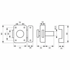 THIRARD - Verrou à Bouton Trident Pour Porte Intérieure, Cylindre 35mm, Acier, 3 Clés, époxy Bronze -THIRARD Soldes 29700770 2
