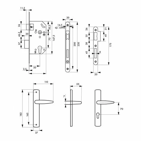 THIRARD - Garniture Serrure Encastrable Monomax NF à Cylindre + Ensemble Poignées Ares, Axe 50mm, Bouts Ronds, 3 Clés 4 THIRARD - Garniture Serrure Encastrable Monomax NF à Cylindre + Ensemble Poignées Ares, Axe 50mm, Bouts Ronds, 3 Clés – Image 2