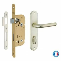 THIRARD - Garniture Serrure Encastrable à Condamnation + Ensemble Poignées Leto, Axe 40mm, Bouts Ronds, Zingué