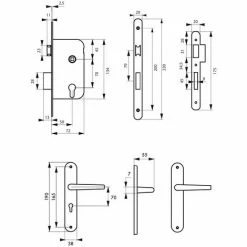 THIRARD - Garniture Serrure Encastrable à Cylindre + Ensemble Poignées Vesta, Axe 50mm, Bouts Ronds, 3 Clés -THIRARD Soldes 29700793 2