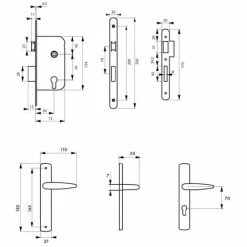 THIRARD - Garniture Serrure Encastrable à Cylindre + Ensemble Poignées Ares, Axe 50mm, Bouts Ronds, 3 Clés -THIRARD Soldes 29700796 2